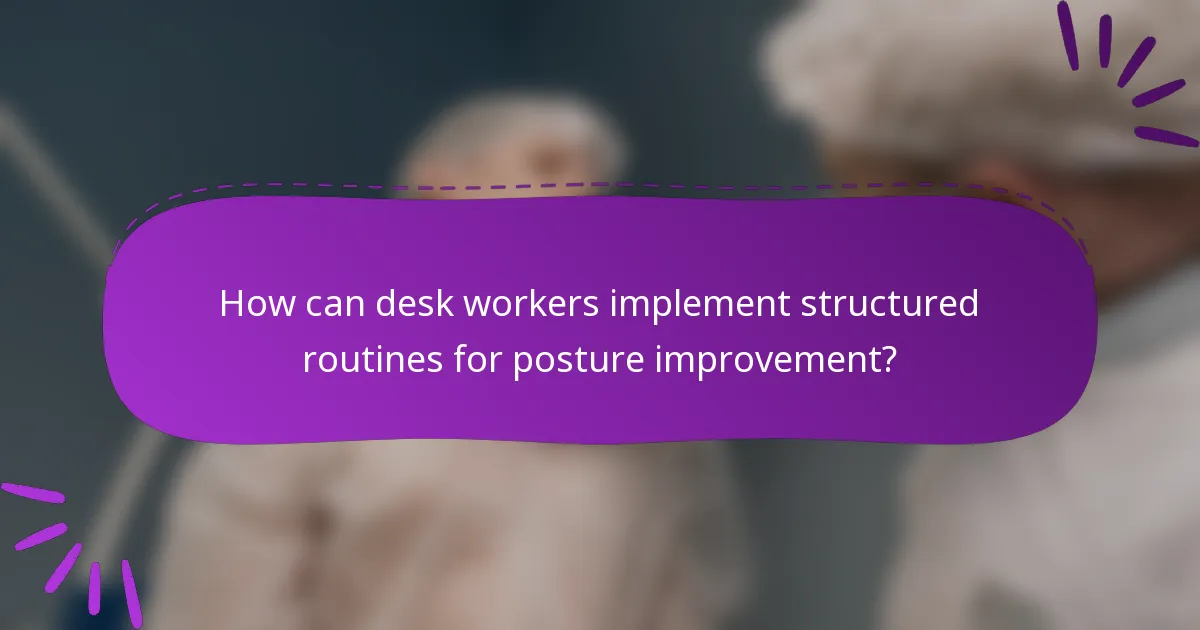 How can desk workers implement structured routines for posture improvement?